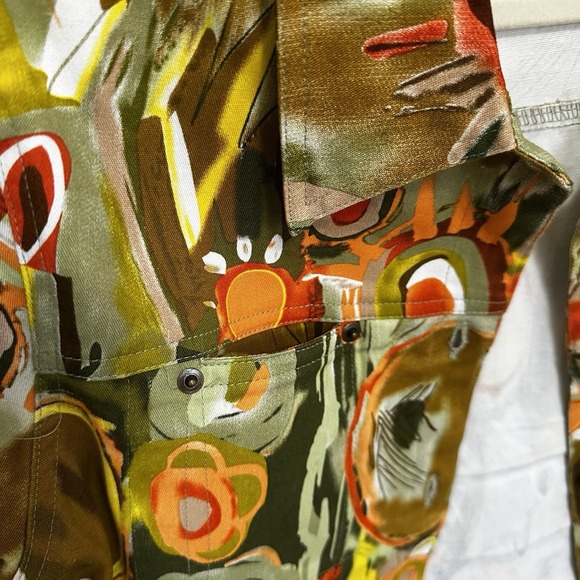 Kak Tus Artsy Button Front Women's Sz L 3/4 Sleeves Pockets Cotton Blend - Picture 5 of 9